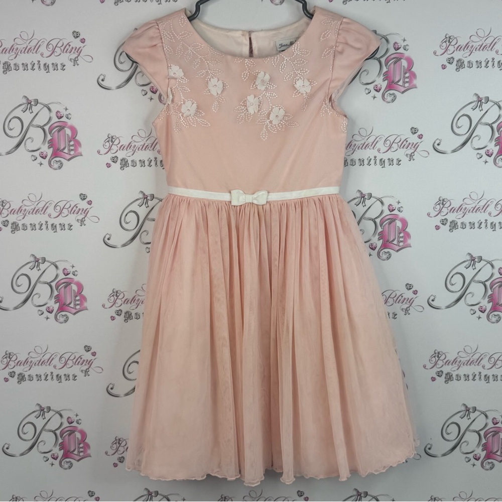 Jona Michelle dress embroidered flowers flowy tutu style Blush Pink Floral Dress